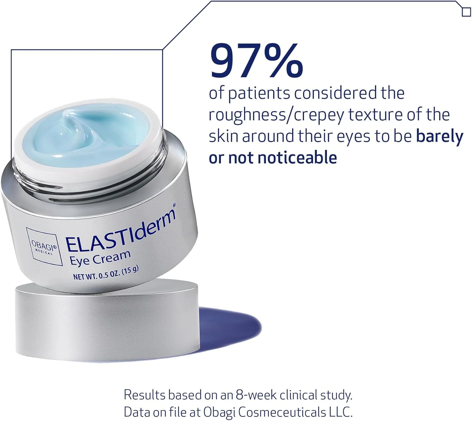 کرم دور چشم اوباجی مدیکال الاستیدرم، کرم سفت کننده دور چشم برای خطوط ریز و چروک، تست شده توسط چشم پزشک، بسته 15 گرمی