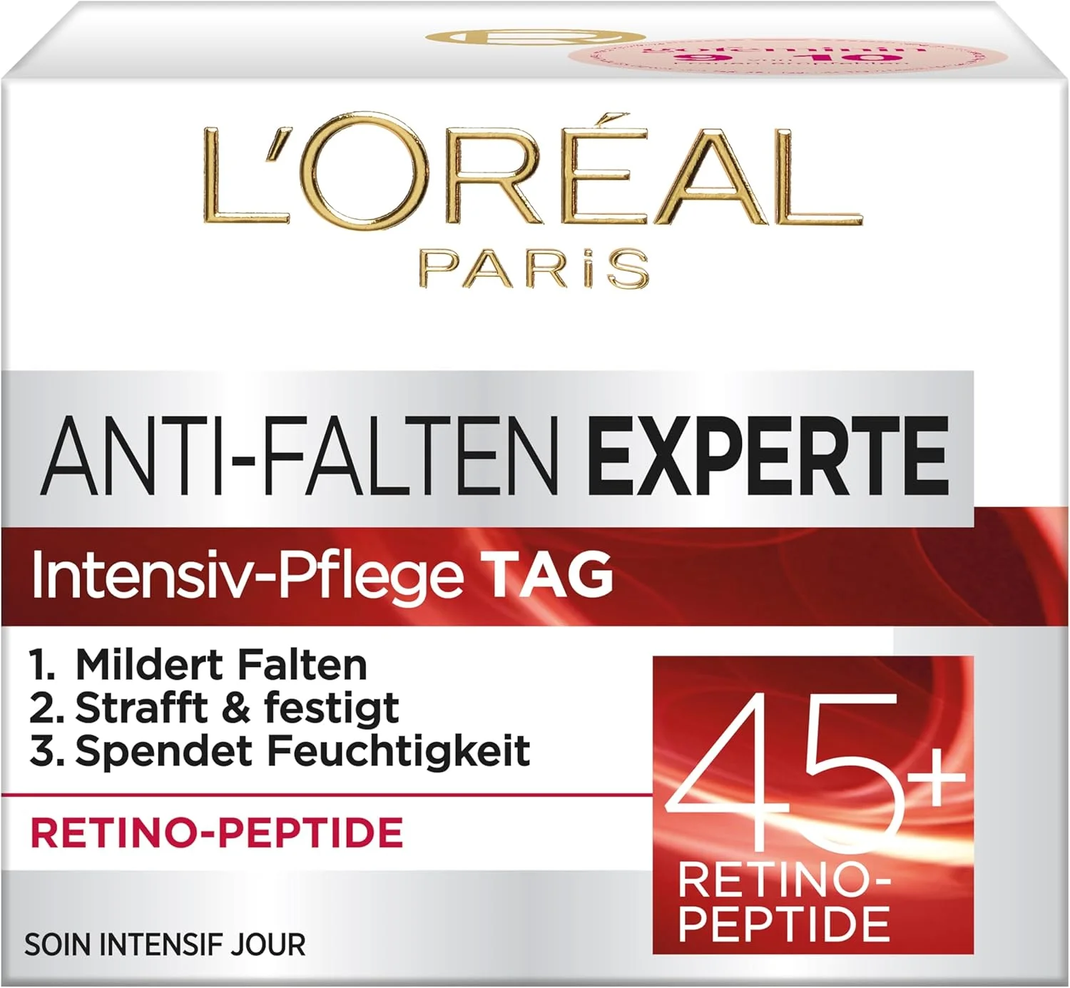 کرم صورت ضد چروک L’Oréal Paris Expert 45+، کرم صورت ضد پیری قوی با رتینو پپتیدها برای پوستی سفت تر و نرم تر، 50 میلی لیتر