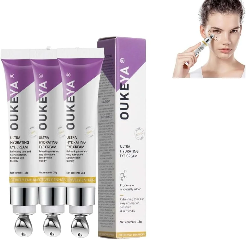 کرم دور چشم OUKEYA، کرم دور چشم فوق آبرسان، کرم دور چشم برای سیاهی و پف زیر چشم، کرم دور چشم کافئین دار، کرم دور چشم ضد چروک، لیفتینگ سفت کننده ضد چروک، کرم دور چشم جادویی (3 عدد)