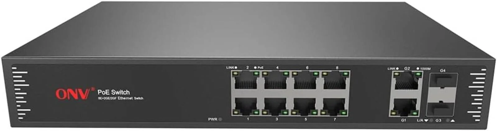 سوییچ 12 پورت PoE با آپلینک گیگابیتی Fipka ONV-POE31128PF، دسترسی 10/100M با آپلینک گیگابیتی TP/SFP، IEEE 802.3af/at، PoE هوشمند، نصب آسان، بدنه فلزی، نشانگرهای LED برای دوربین ها و شبکه ها