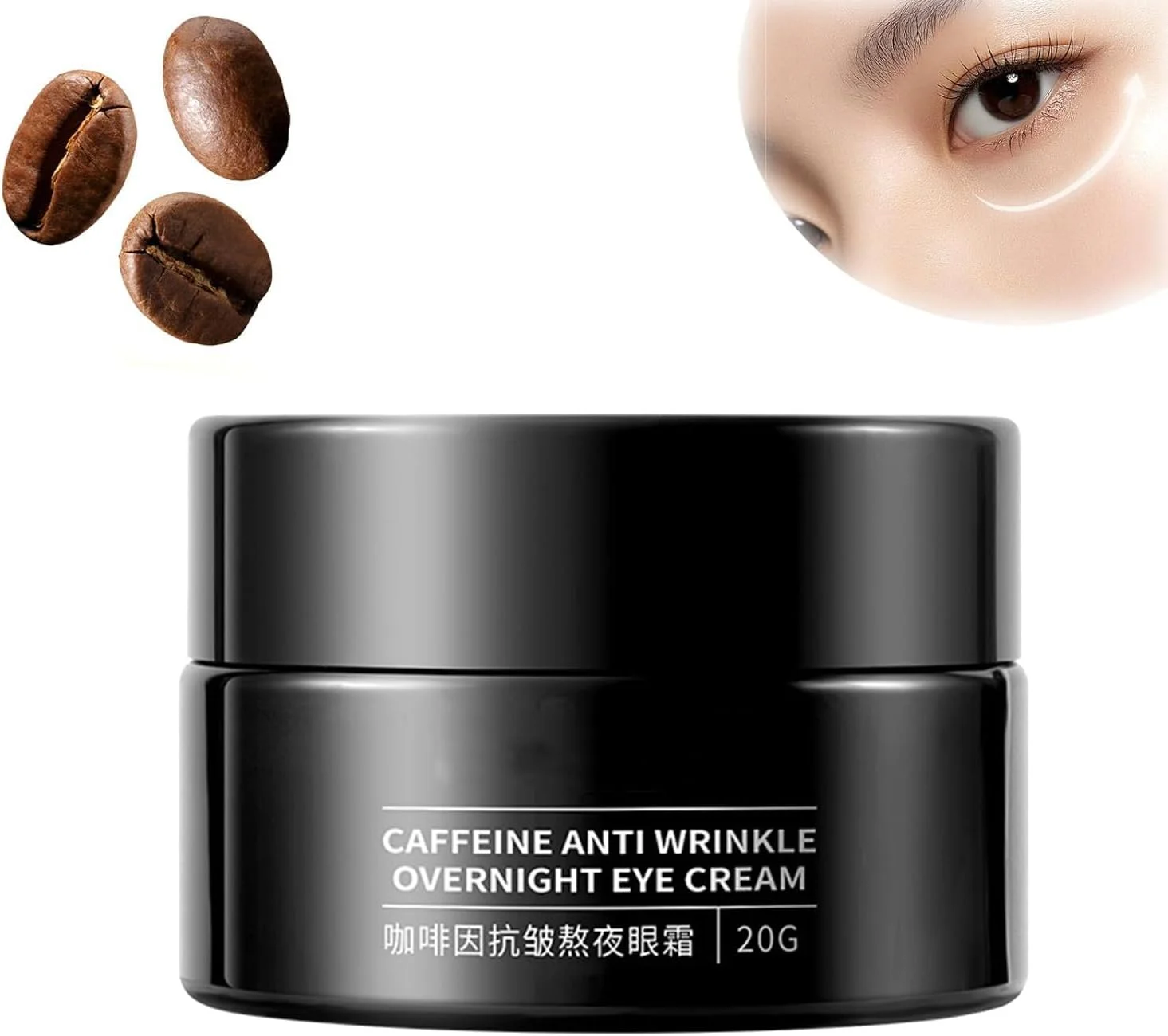 کرم دور چشم ضد چروک و حاوی کافئین IULAEF، کرم دور چشم در بطری قهوه ای کوچک، کرم دور چشم کافئین دار، کرم دور چشم مرطوب کننده و روشن کننده برای کاهش خطوط ریز دور چشم (1 عدد)
