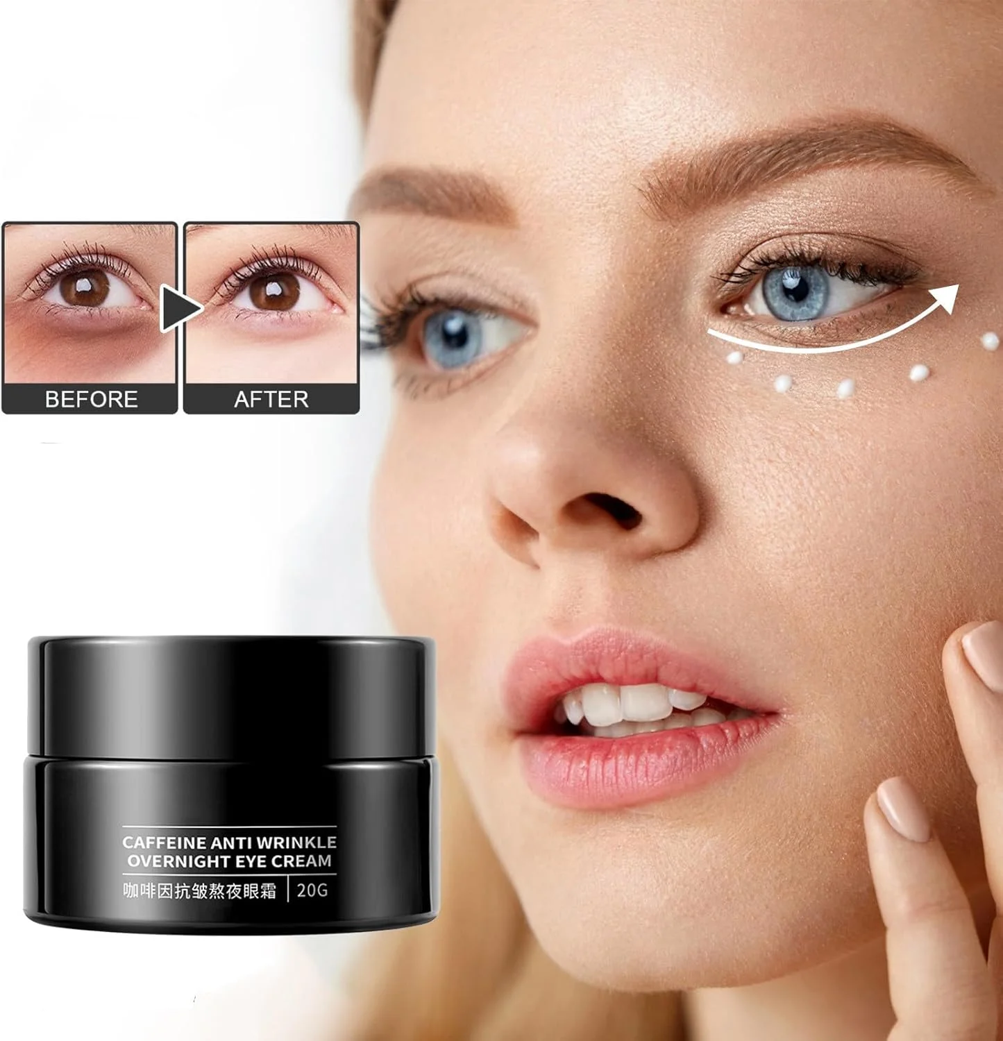 کرم دور چشم ضد چروک و حاوی کافئین IULAEF، کرم دور چشم در بطری قهوه ای کوچک، کرم دور چشم کافئین دار، کرم دور چشم مرطوب کننده و روشن کننده برای کاهش خطوط ریز دور چشم (1 عدد)