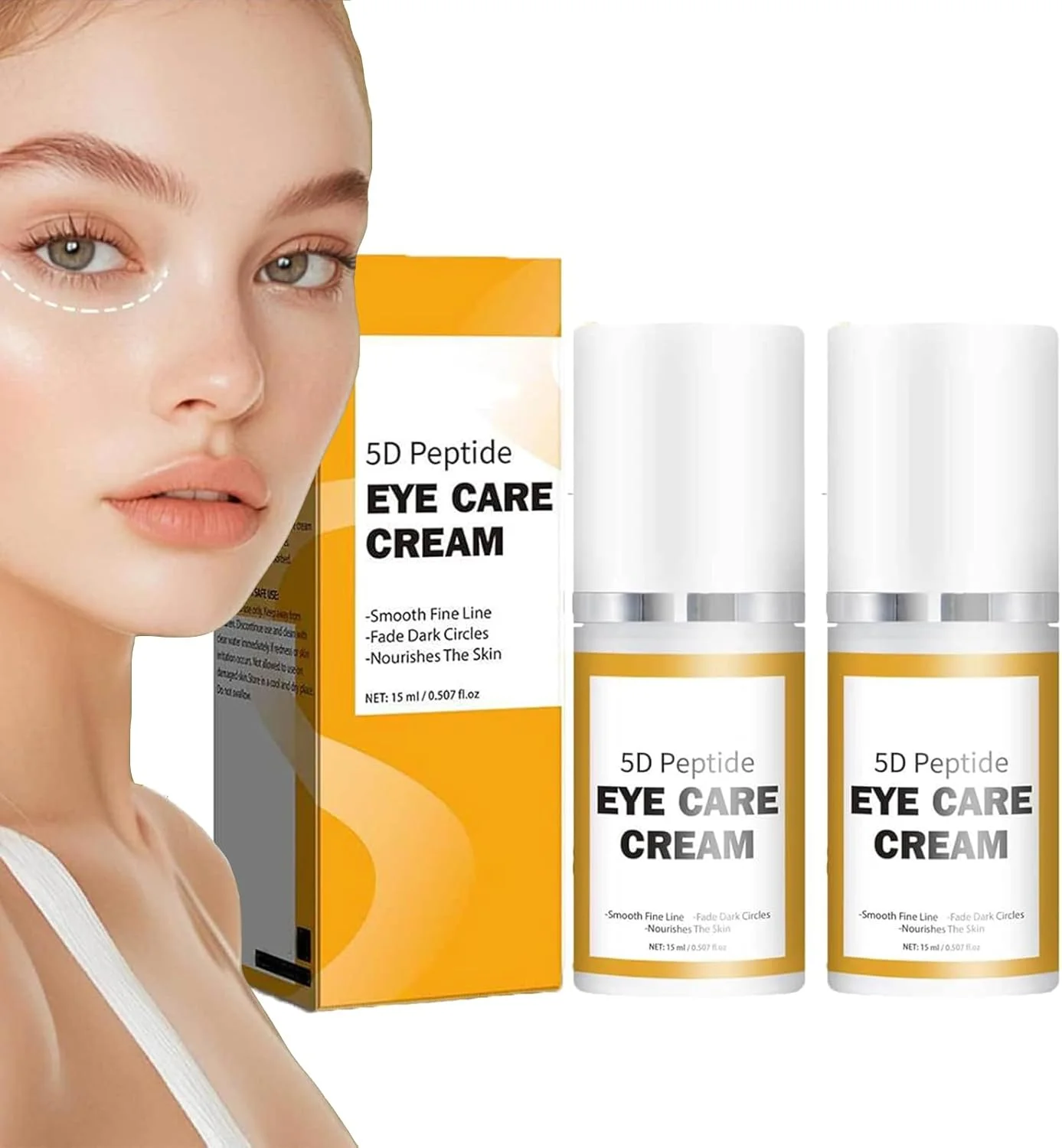کرم دور چشم پپتیدی 5D ضد چروک، ژل لیفتینگ دور چشم پپتیدی، کرم دور چشم مرطوب کننده و سفت کننده و ضد چروک، سرم دور چشم سفت کننده و ضد پیری برای زنان و مردان (2 عدد)