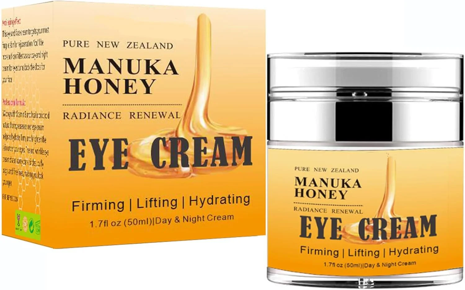 کرم دور چشم عسل مانوکا - کرم دور چشم برای سیاهی و پف، بهبود ظاهر خطوط ریز و چین و چروک، کرم سفت کننده و ضد چروک زیر چشم، کرم آبرسان زیر چشم برای سیاهی دور چشم - 50 میلی لیتر