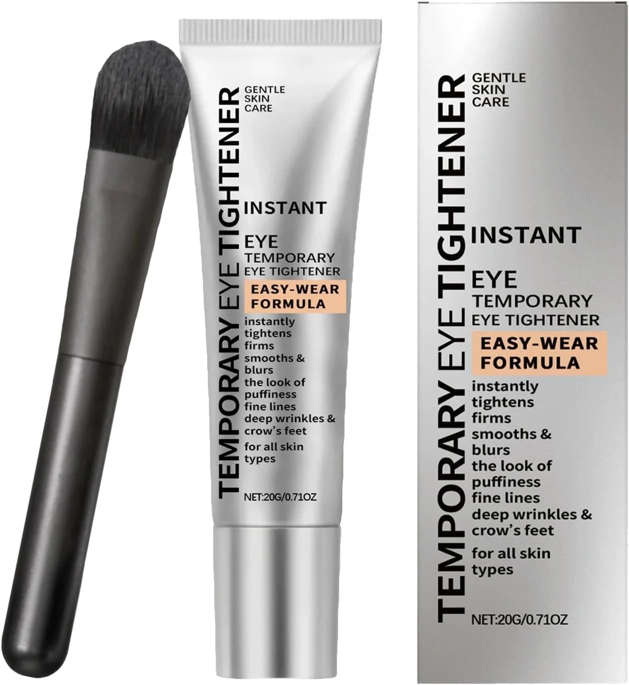 سرم سفت کننده پوست دور چشم با برس - لیفت فوری پوست زیر چشم، فرمول صاف و سفت کننده، آبرسانی برای کاهش ظاهر خطوط ریز، کرم ضد چروک، پرایمر آرایشی با استفاده آسان