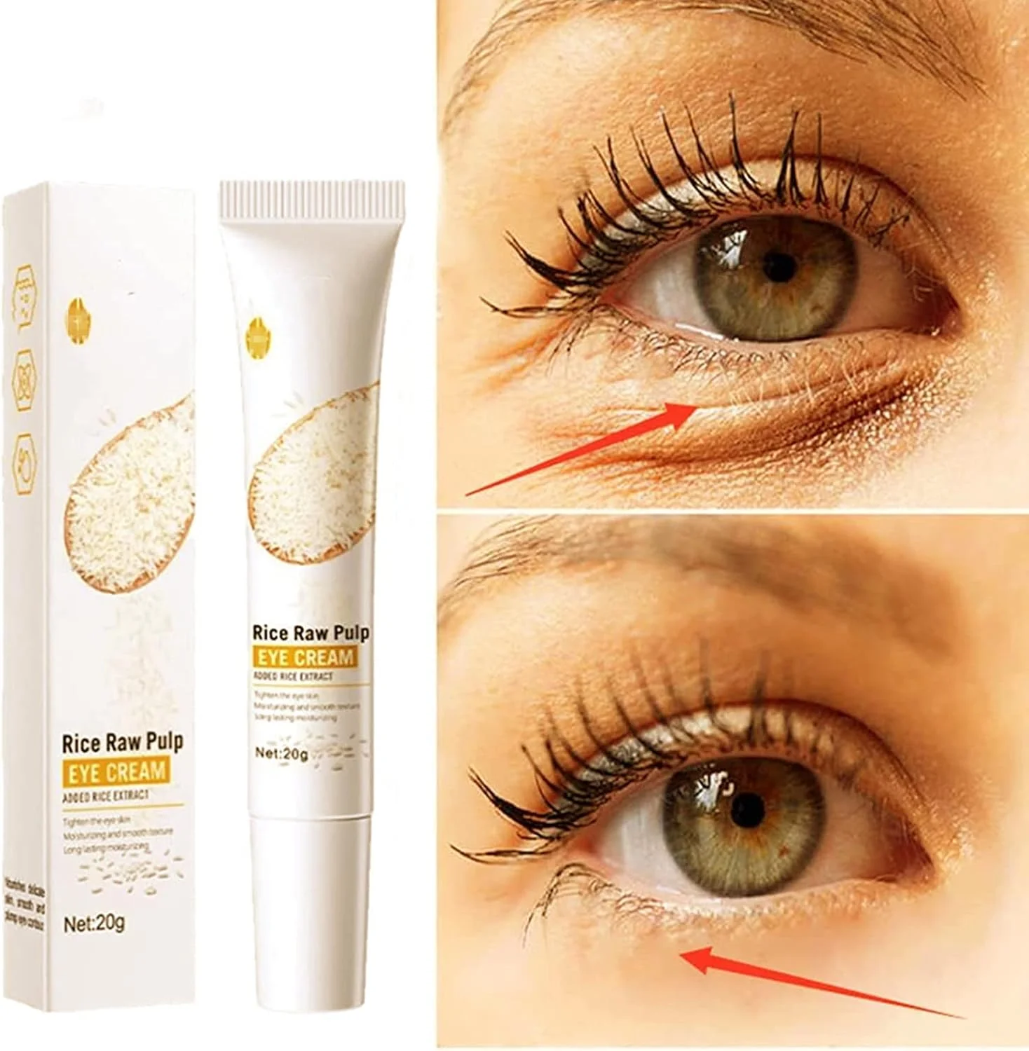 کرم دور چشم عصاره برنج 2022، کرم دور چشم ضد چروک عصاره برنج، سرم طبیعی برنج برای چروک زیر چشم، کرم دور چشم برای چروک، تیرگی، پف و سیاهی دور چشم (1 عدد)
