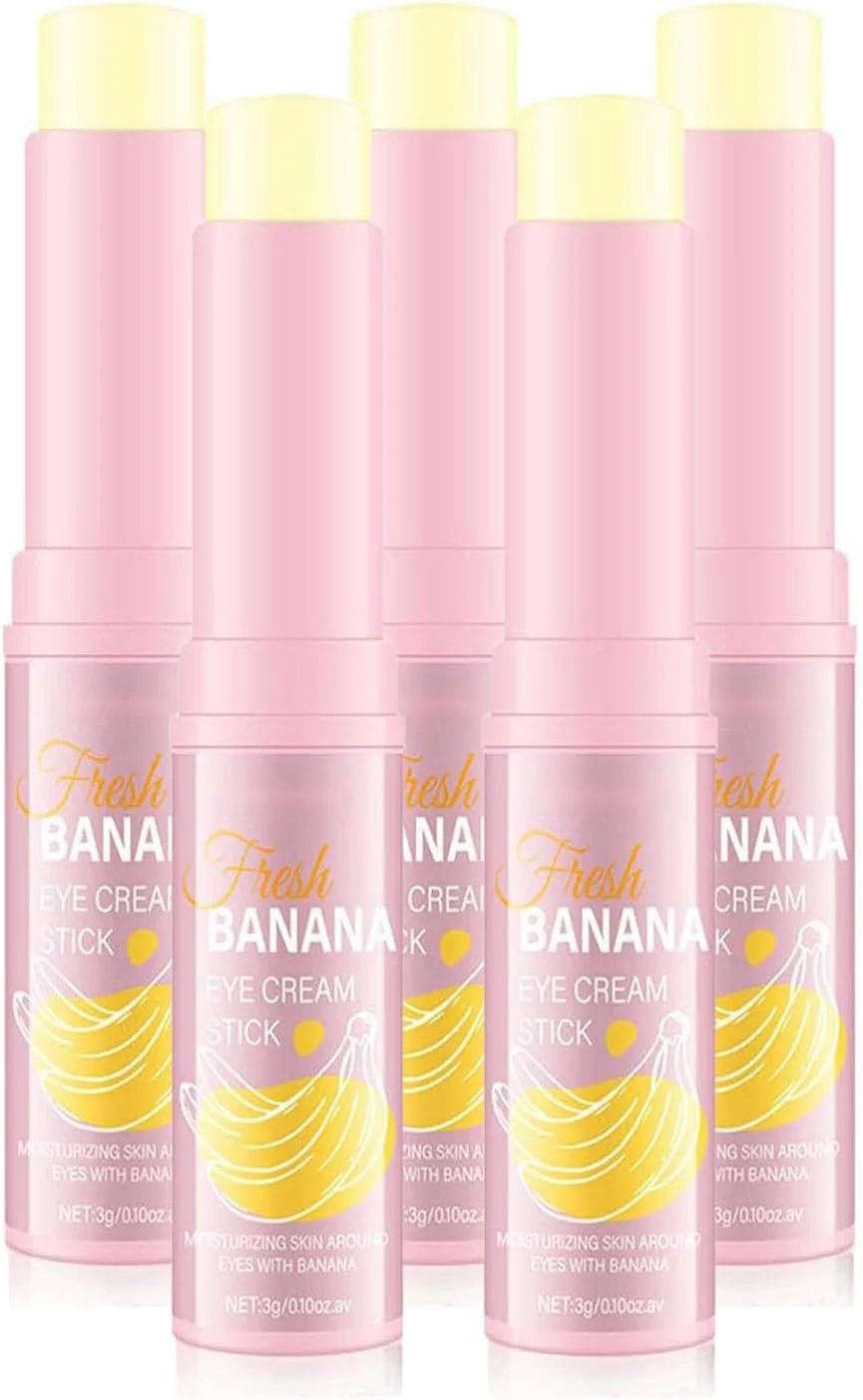 کرم دور چشم موز، بالم مرطوب کننده ضد چروک، کرم سفت کننده و آبرسان زیر چشم، مراقبت از پوست و لیفت صورت، کرم دور چشم ویتامین E برای سیاهی و پف (5 عدد)