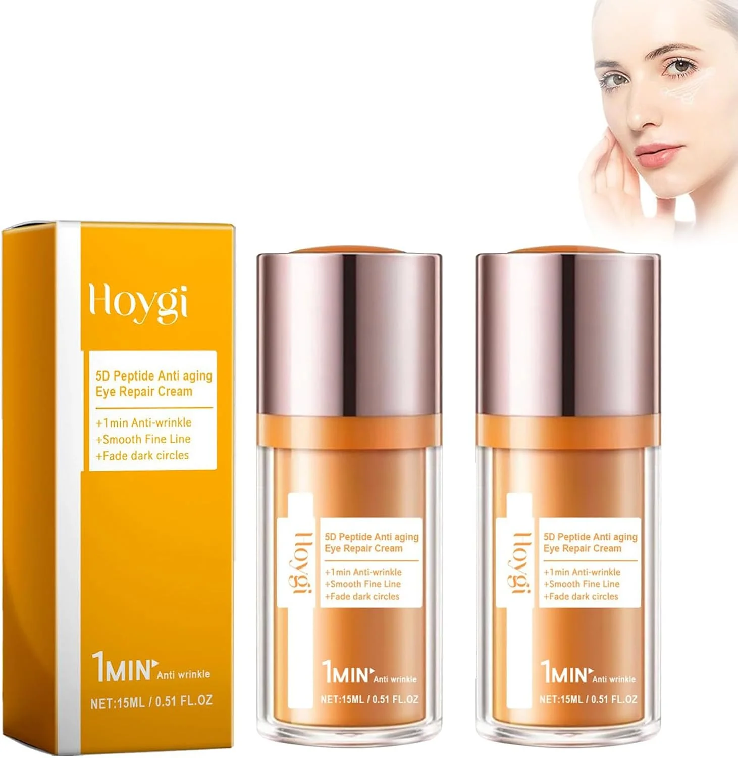 کرم ترمیم کننده دور چشم پپتیدی 5D ضد پیری، کاهش دهنده چین و چروک و تیرگی دور چشم، صاف کننده خطوط ریز، مناسب برای انواع پوست - 2 عدد