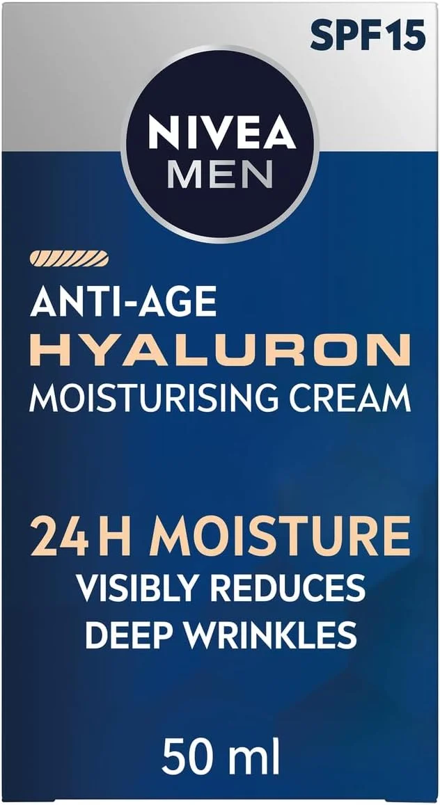 کرم مرطوب کننده ضد پیری هیالورون مردانه نیوآ با SPF15 (50 میلی لیتر)، کرم صورت ضد چروک با اسید هیالورونیک و پرو-رتینول، به طور محسوسی چین و چروک های عمیق را کاهش می دهد و پوست را سفت می کند