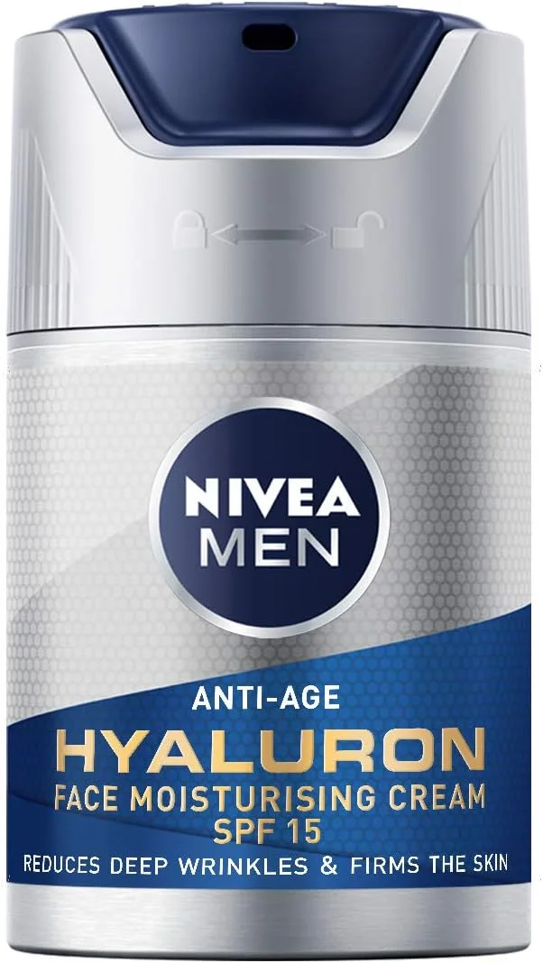 کرم مرطوب کننده ضد پیری هیالورون مردانه نیوآ با SPF15 (50 میلی لیتر)، کرم صورت ضد چروک با اسید هیالورونیک و پرو-رتینول، به طور محسوسی چین و چروک های عمیق را کاهش می دهد و پوست را سفت می کند