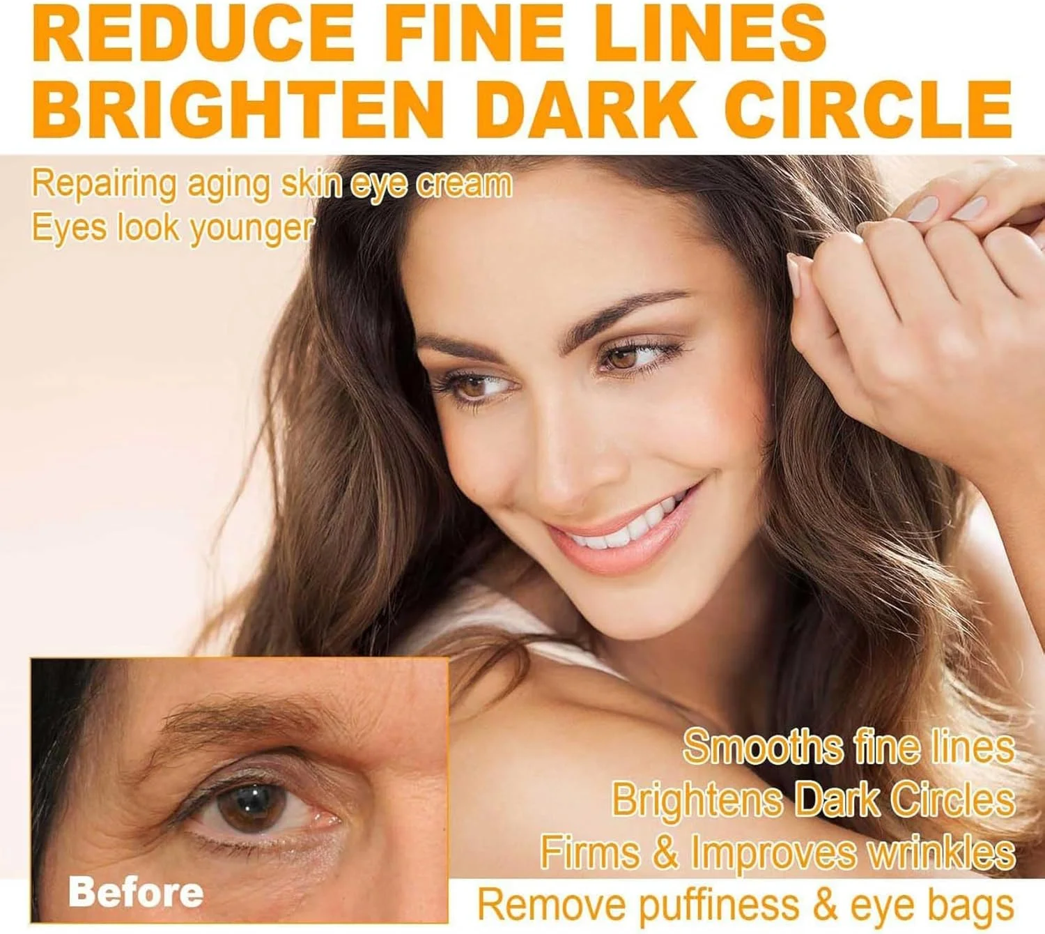 کرم دور چشم پپتیدی 5D، کاهش دهنده چین و چروک و تیرگی، کرم آبرسان برای پوست نرم تر، مناسب برای انواع پوست (15 میلی لیتر، 2 عدد)