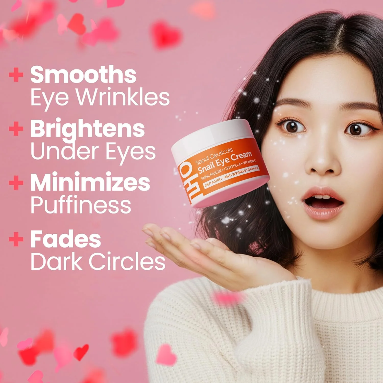 کرم دور چشم موسین حلزون کره‌ای SeoulCeuticals - حاوی 97.5% فیلتر ترشحات حلزون، محصول مراقبت از پوست کره‌ای، ضد پیری، درمان چروک زیر چشم، 15 میلی‌لیتر