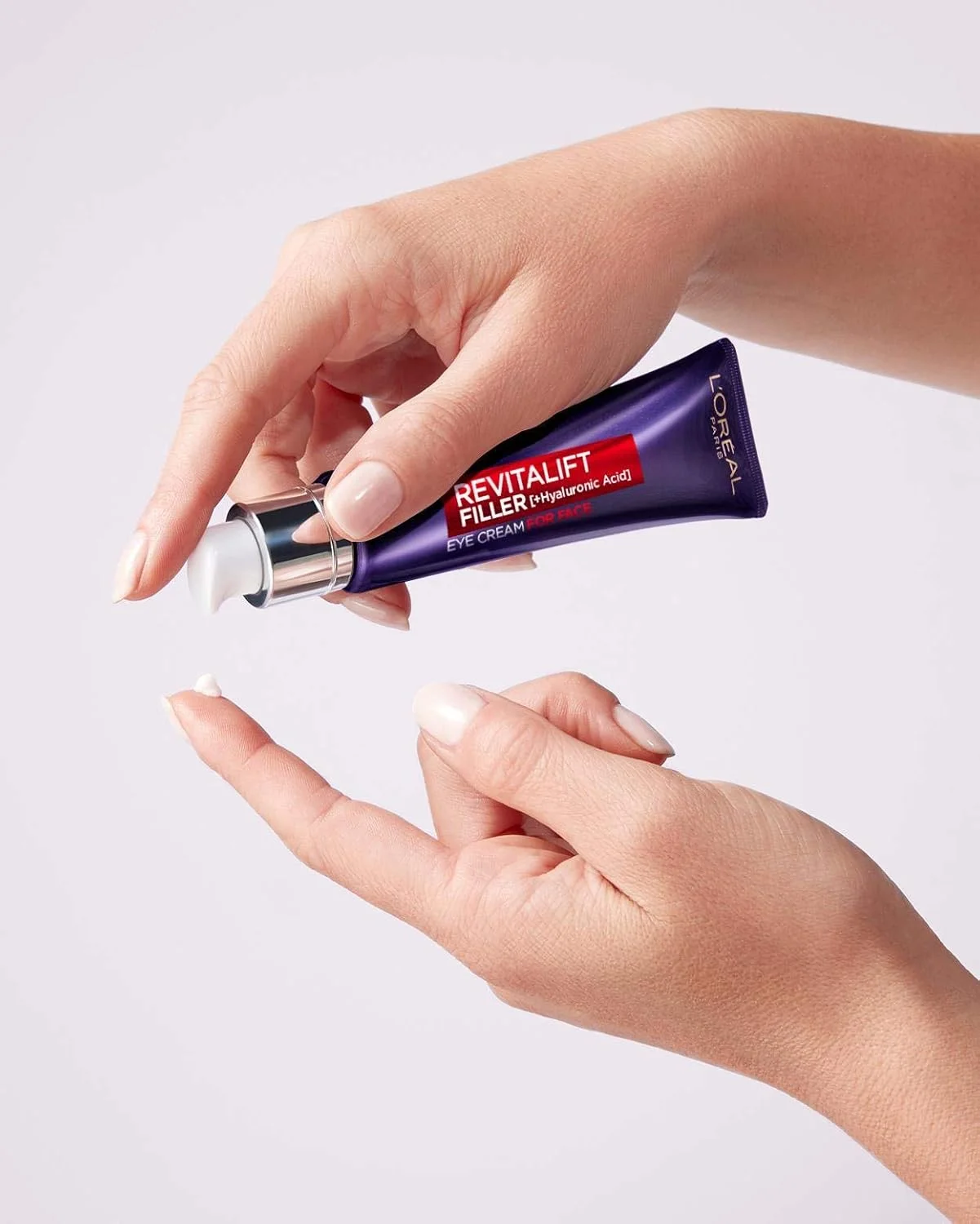 کرم دور چشم و صورت ضد پیری لورآل پاریس Revitalift Filler حاوی هیالورونیک اسید، ضد چروک و حجم دهنده، حاوی هیالورونیک اسید، ویتامین CG و E، حجم 30 میلی لیتر