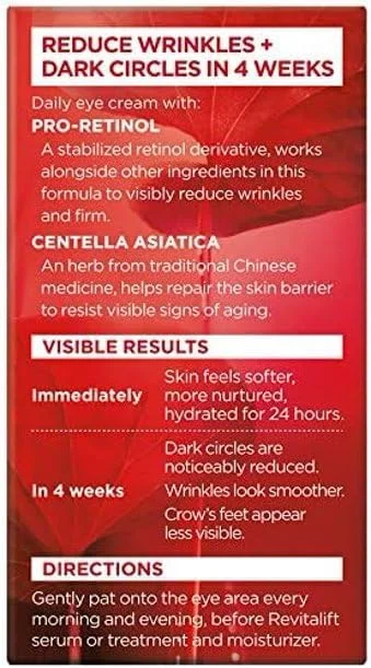 کرم دور چشم ضد چروک و سفت کننده رویتالیفت لورآل پاریس - 14 گرم