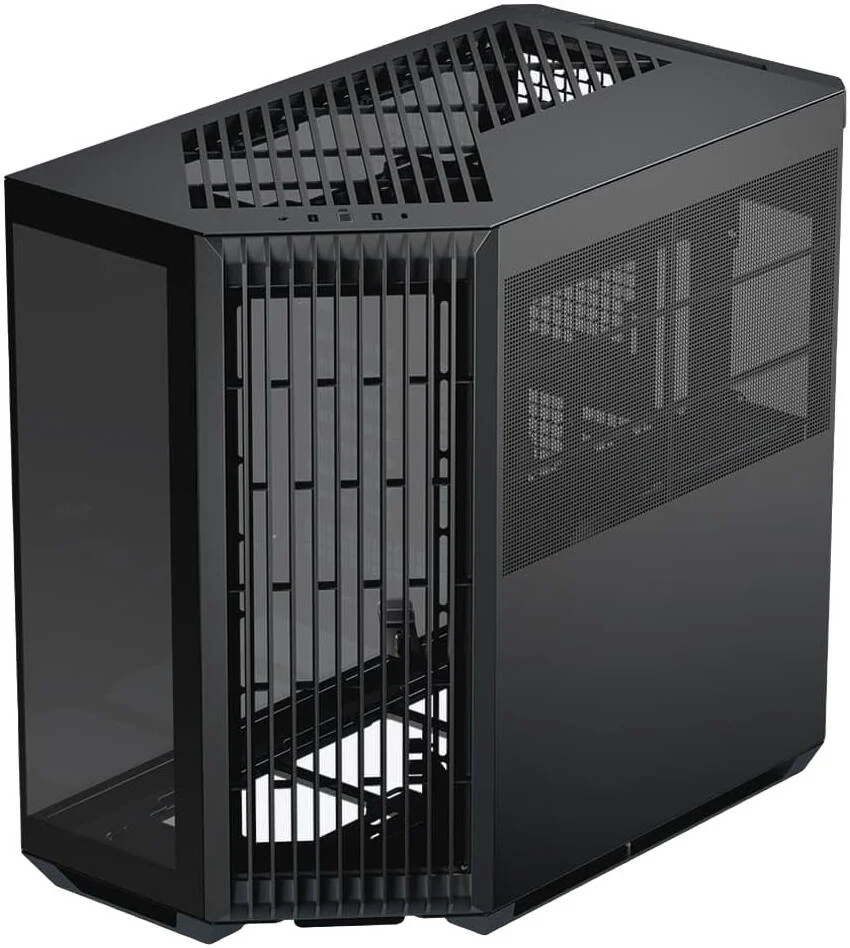 کیس کامپیوتر APNX V1 V1-BK-v1 مدل ATX Mid Tower Glass Edition، پشتیبانی از رادیاتور تا 360 میلی‌متر، دارای 10 اسلات فن، بدنه SGCC، پنل جلویی ABS، ضخامت فولاد 0.8 میلی‌متر، مشکی | APCM-VI01003.11