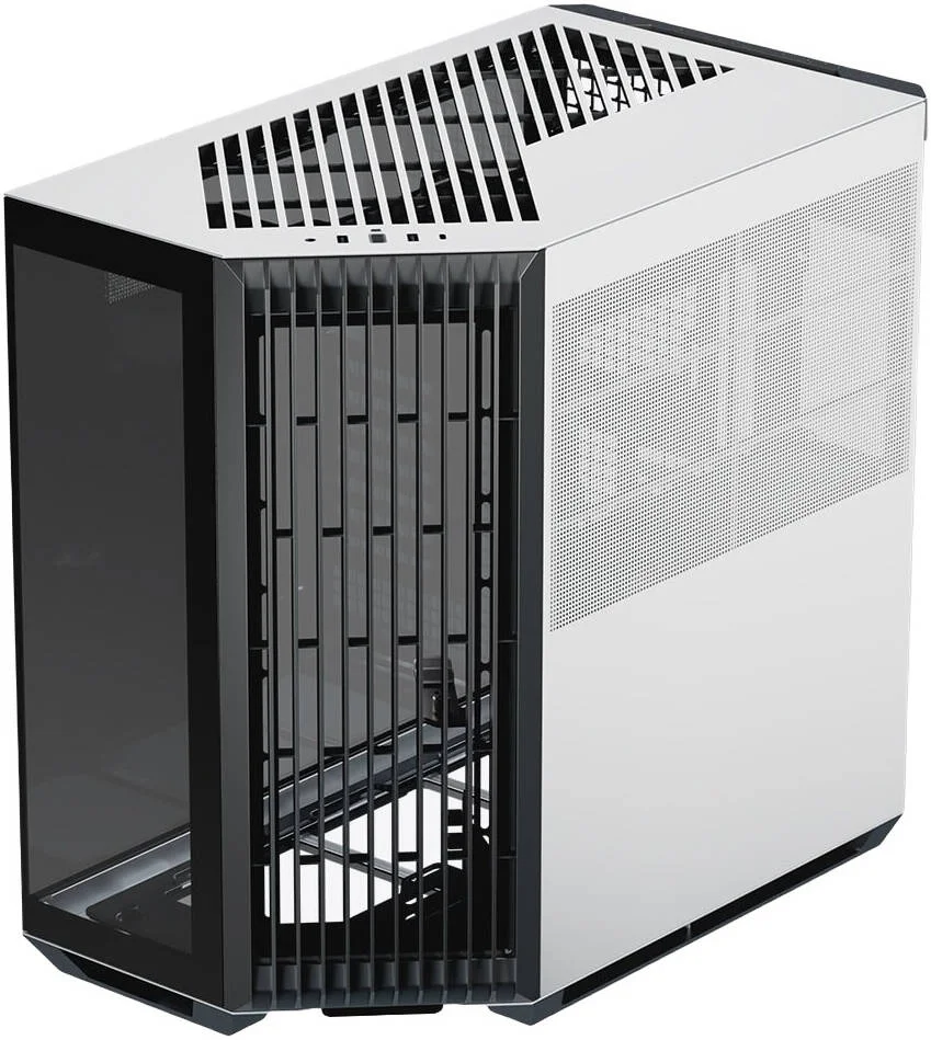 کیس کامپیوتر APNX V1 V1-BW-v1 مدل ATX Mid Tower Glass Edition، پشتیبانی از رادیاتور تا 360 میلی‌متر، دارای 10 جایگاه فن، بدنه SGCC، پنل جلویی ABS، ضخامت فولاد 0.8 میلی‌متر، مشکی و سفید | APCM-VI01003.M1