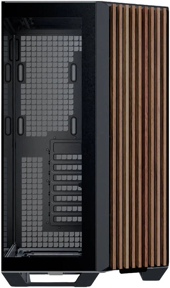کیس کامپیوتر APNX V1 V1-W-BW-v1 ATX Mid Tower Glass Edition، پشتیبانی از رادیاتور تا 360 میلی‌متر، دارای 10 اسلات فن، بدنه SGCC، پنل جلویی چوبی، ضخامت فولاد 0.8 میلی‌متر، چوب سیاه و سفید | APCM-VI01103.M1