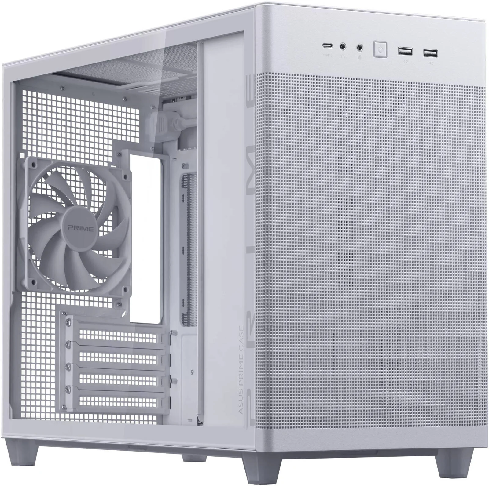 کیس ایسوس AP201 Prime نسخه TG سفید، کیس MicroATX با حجم 33 لیتر، پنل‌های جانبی بدون نیاز به ابزار، توری شبه فیلتر، با پشتیبانی از خنک‌کننده‌های 360 میلی‌متری، کارت گرافیک‌های 338 میلی‌متری، پاورهای ATX استاندارد، سفید | 90DC00G3-B39010