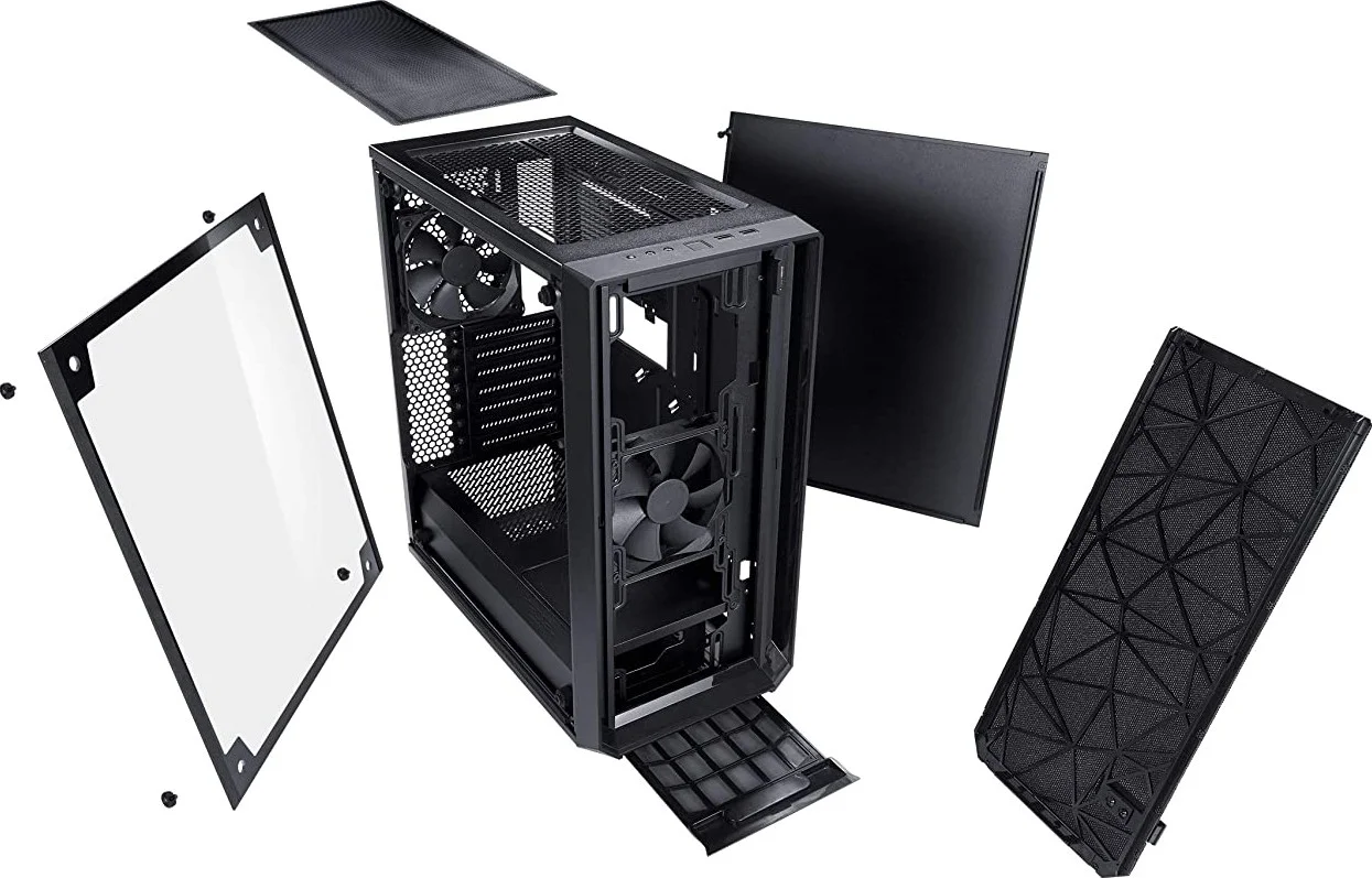 کیس کامپیوتر مید تاور Fractal Design Meshify C ATX، شامل 2 عدد فن Dynamic X2 GP-12، پشتیبانی از رادیاتور تا 360 میلیمتر و مجموعاً 7 فن، شیشه حرارت دیده با رنگ روشن، مشکی | FD-CA-MESH-C-BKO-TGL کیس کامپیوتر مید تاور Fractal Design Meshify C ATX، شامل 2 عدد فن Dynamic X2 GP-12، پشتیبانی از رادیاتور تا 360 میلیمتر و مجموعاً 7 فن، شیشه حرارت دیده با رنگ روشن، مشکی | FD-CA-MESH-C-BKO-TGL