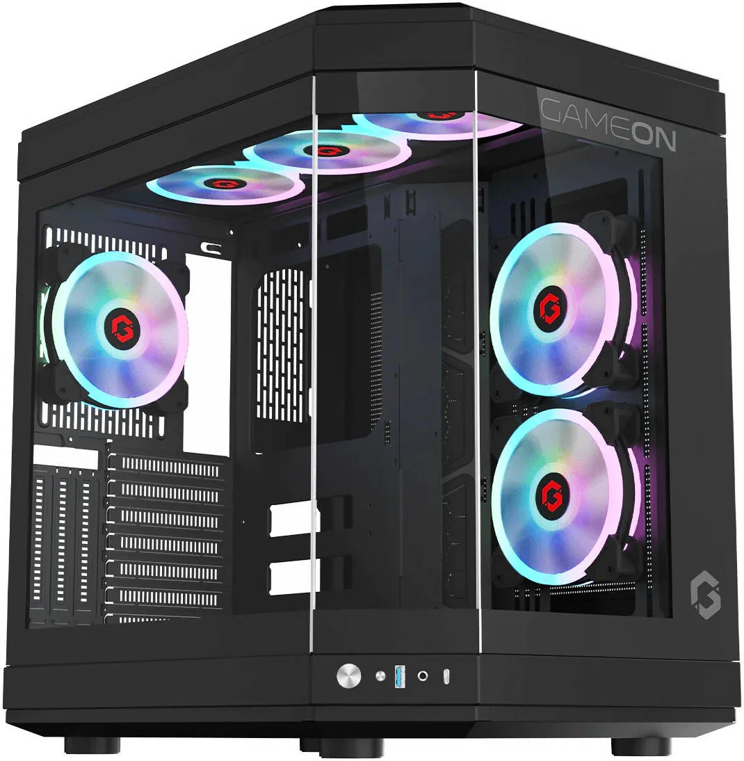 کیس گیمینگ مید تاور ATX سری GAMEON Valkyrie، دارای 3 فن ARGB 120 میلی‌متری از پیش نصب شده، پشتیبانی از رادیاتور تا 360 میلی‌متری، شیشه حرارت دیده 0.8 میلی‌متری، مشکی | GO-VALKYRIE-B