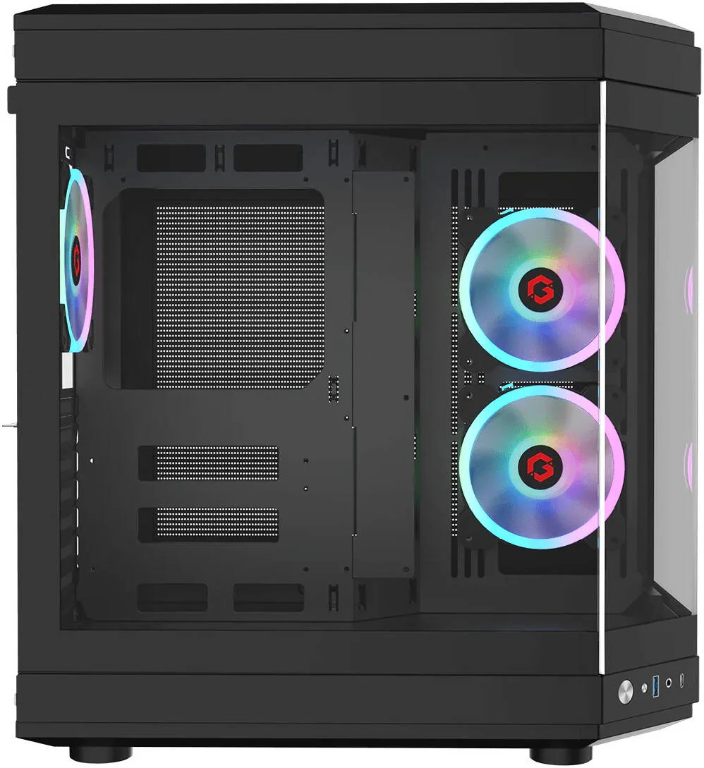 کیس گیمینگ مید تاور ATX سری GAMEON Valkyrie، دارای 3 فن ARGB 120 میلی‌متری از پیش نصب شده، پشتیبانی از رادیاتور تا 360 میلی‌متری، شیشه حرارت دیده 0.8 میلی‌متری، مشکی | GO-VALKYRIE-B