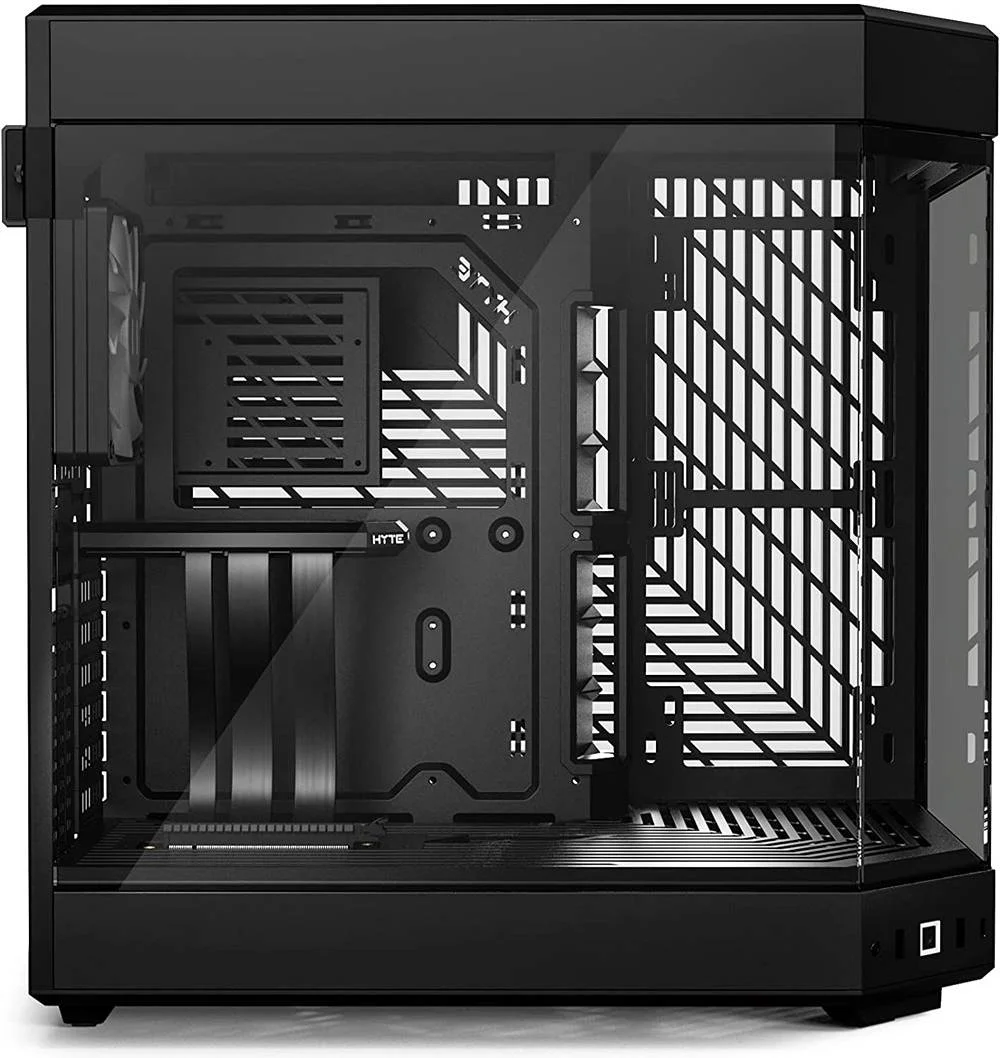 کیس کامپیوتر گیمینگ HYTE Y60 Mid-Tower ATX با طراحی مدرن و زیبا، شیشه حرارت دیده پانوراما، محفظه دوگانه، پشتیبانی از رادیاتور 360 میلی‌متری، 3 فن 120 میلی‌متری از پیش نصب شده، کابل PCIE 4.0، مشکی/مشکی | CS-HYTE-Y60-B
