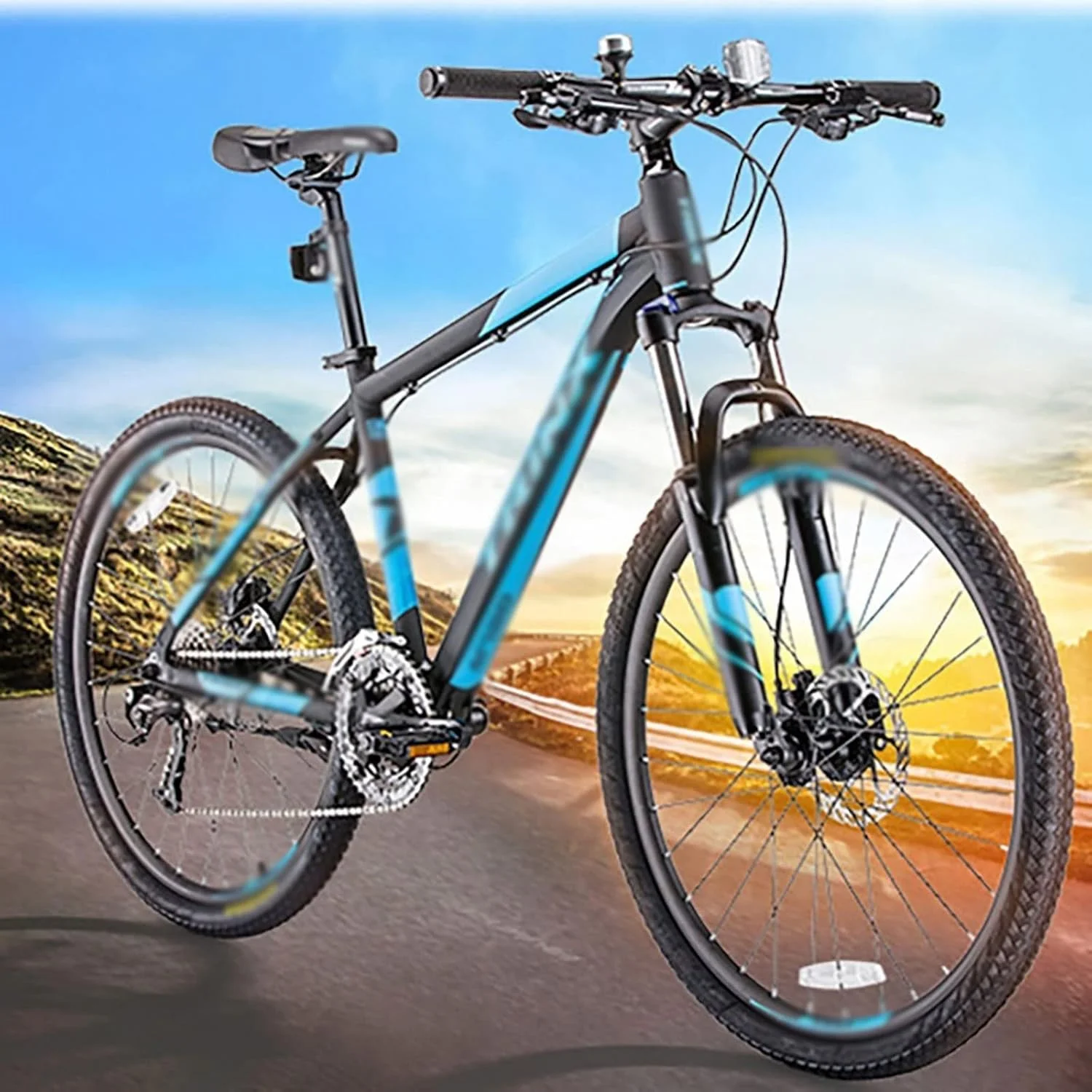 دوچرخه کوهستانی 27 سرعته مناسب ورزش های فضای باز، ترمز دیسکی هیدرولیک، مناسب آقایان و بانوان (آبی)