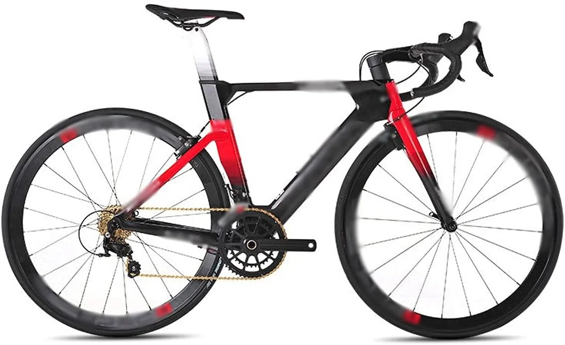 دوچرخه کورسی تمام فیبر کربن 22 سرعته مناسب بزرگسالان آقا و خانم، دوچرخه مسابقه ای با فریم آیرودینامیک و طوقه کربنی (آبی تیره، 48 سانتی متر (160 سانتی متر - 175 سانتی متر))