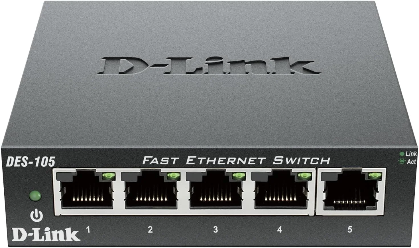 سوئیچ اترنت سریع 5 پورت D-Link DES-105 لایه 2 متال (10/100 مگابیت در ثانیه، نصب آسان Plug & Play، تنظیم خودکار MDI/MDIX، تشخیص خودکار سرعت، بدون فن)