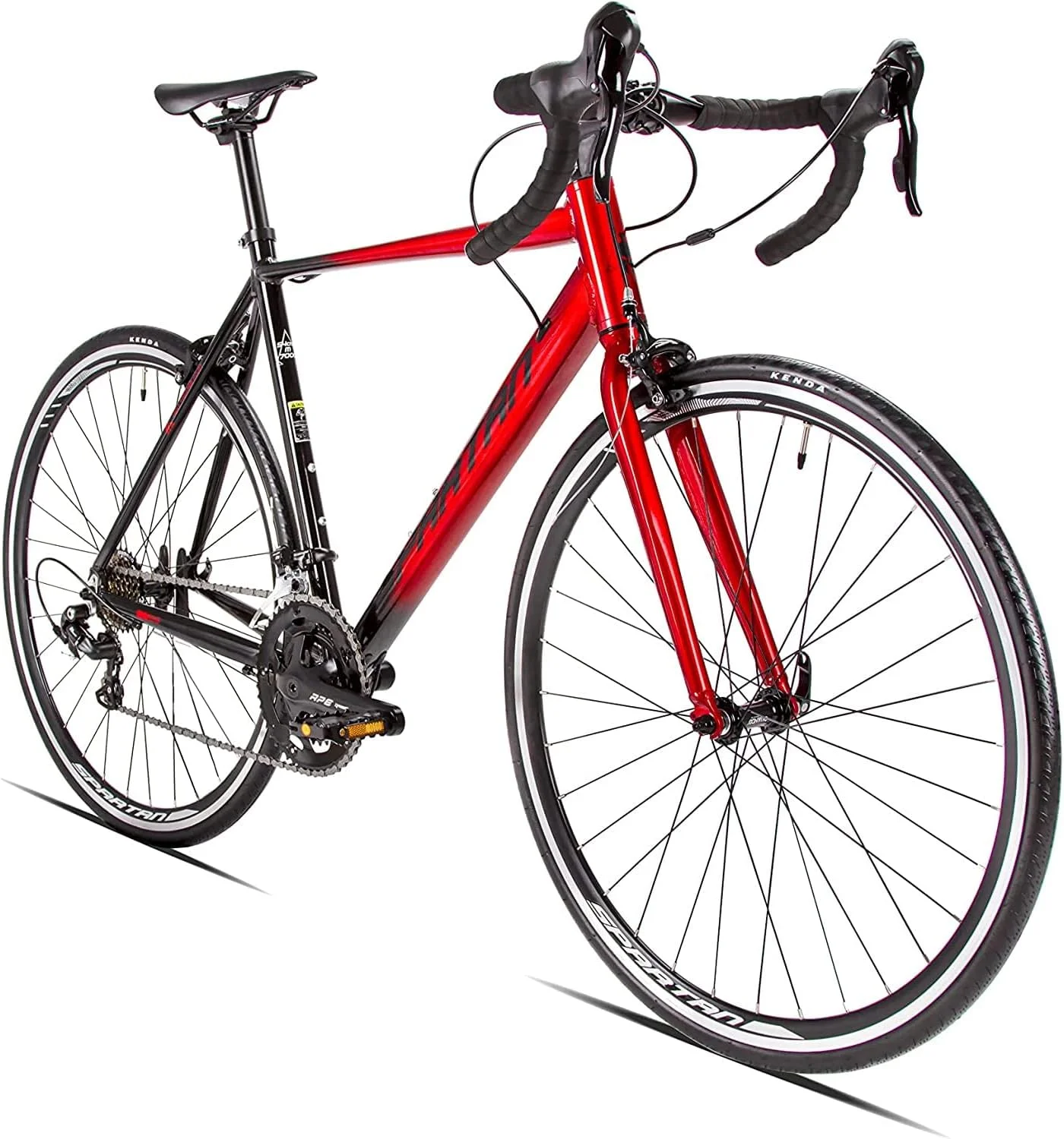 دوچرخه کورسی ۷۰۰C پلاتون اسپارتان | دوچرخه کورسی با فریم آلیاژی | دوچرخه سبک وزن | دوچرخه های کورسی فیتنس | سایز - کوچک (۵۲ سانتی متر)، متوسط (۵۴ سانتی متر) مشکی سایه ای و قرمز گدازه ای