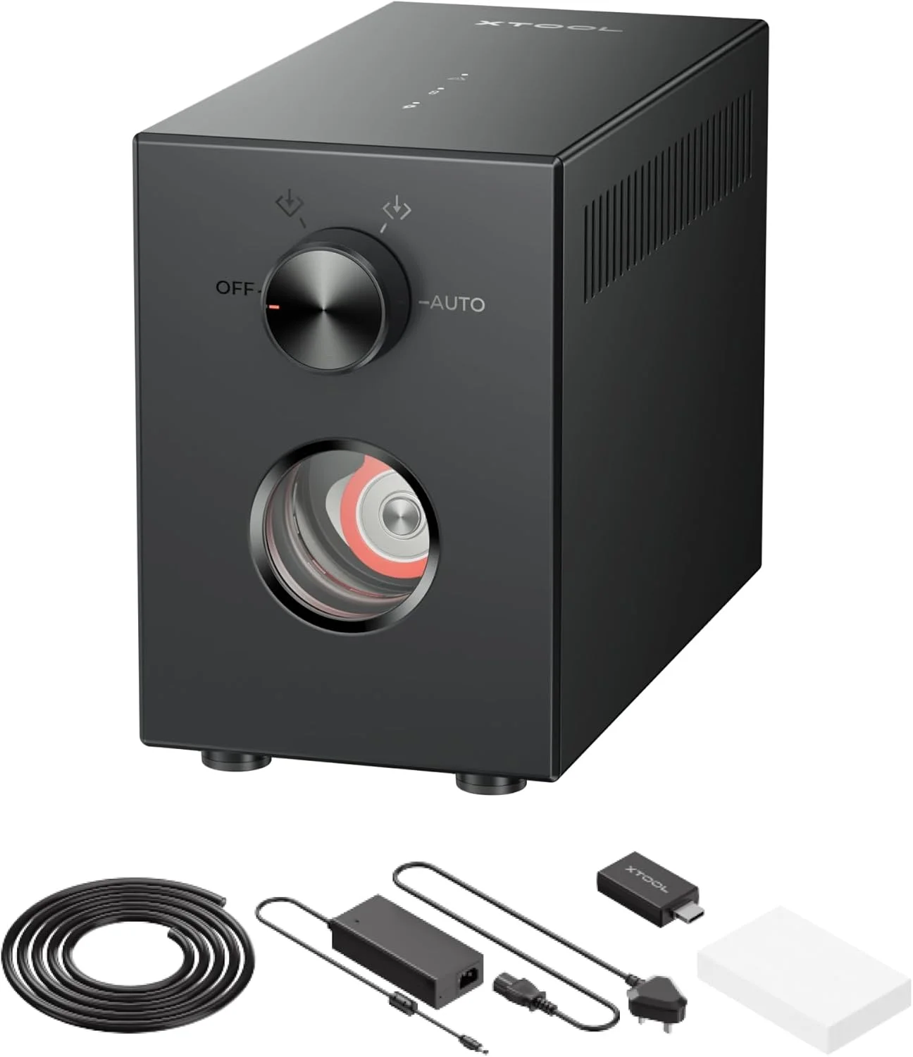 کمپرسور هوای کمکی xTool با پمپ پیستونی فلزی ارتقا یافته برای xTool S1/M1 Ultra، خروجی هوای 30 لیتر در دقیقه برای برش لیزری، کنترل خودکار، فیلتر HEPA، برش تمیزتر و سریعتر