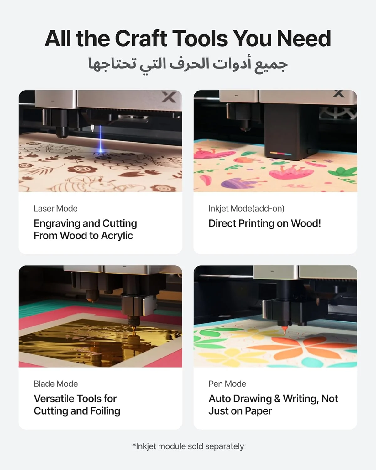 دستگاه چندکاره xTool M1 Ultra 4-in-1: حکاکی لیزری 10 واتی، چاپ جوهرافشان، برش تیغه ای، طراحی با قلم، استفاده آسان بر روی بیش از 1000 متریال، دستگاه همه کاره برای هدایای DIY، کسب و کارهای کوچک، صنایع دستی خانگی