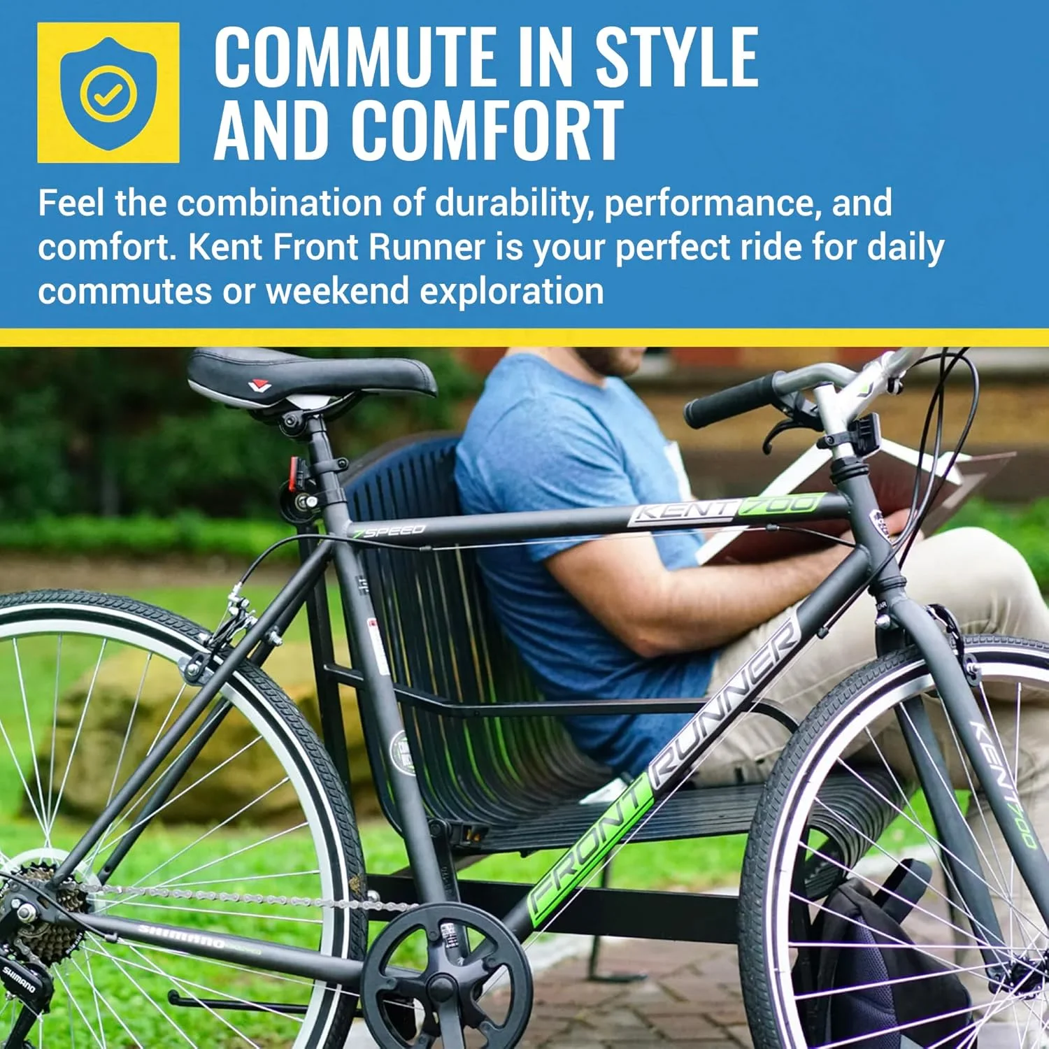 دوچرخه هیبریدی Kent Front Runner، 700C، سفید، 21.25 اینچ/تک سایز دوچرخه هیبریدی Kent Front Runner، 700C، سفید، 21.25 اینچ/تک سایز