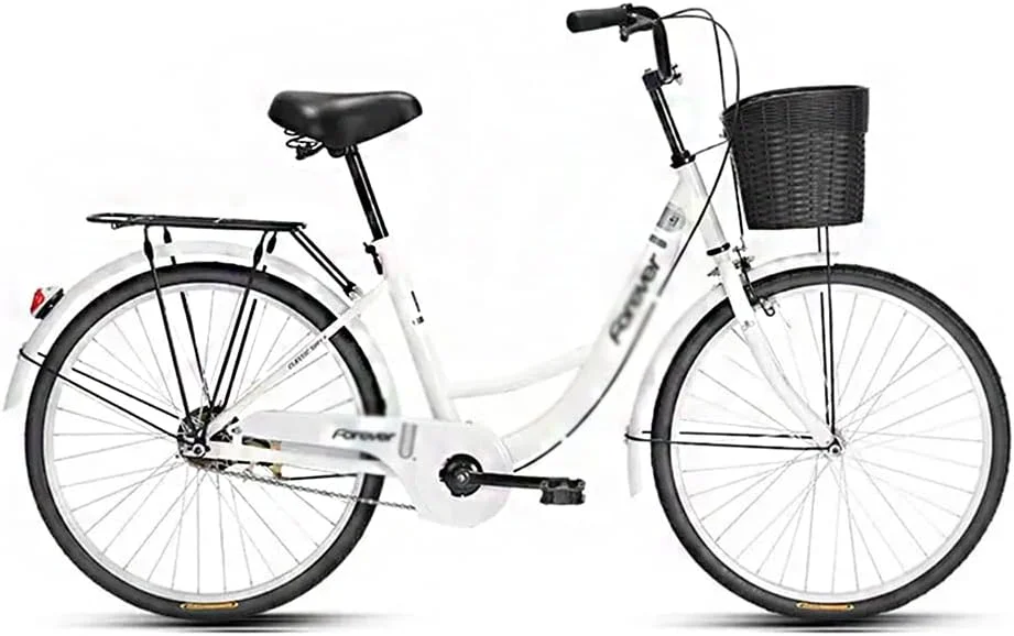 دوچرخه شهری تک سرعته با سبد بافت بزرگ