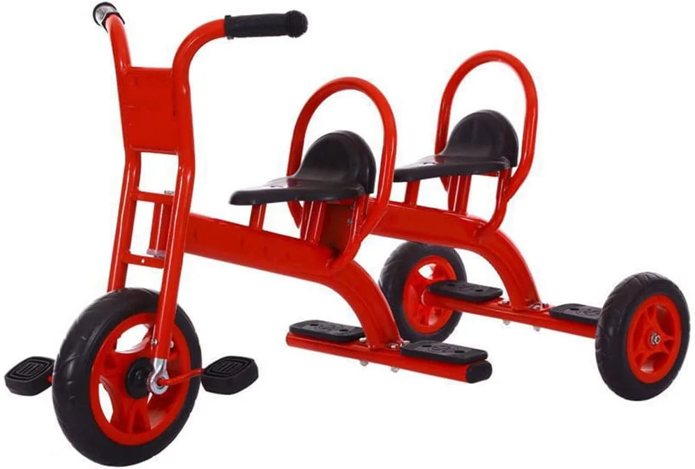 دوچرخه تاندم، سه چرخه مینی کودکان، دوچرخه صندلی دوبل کودک، کالسکه نوزاد می تواند افراد را حمل کند برای پسران دختران سه چرخه بچه گانه، دوچرخه اسباب بازی پدالی مهد کودک، قرمز