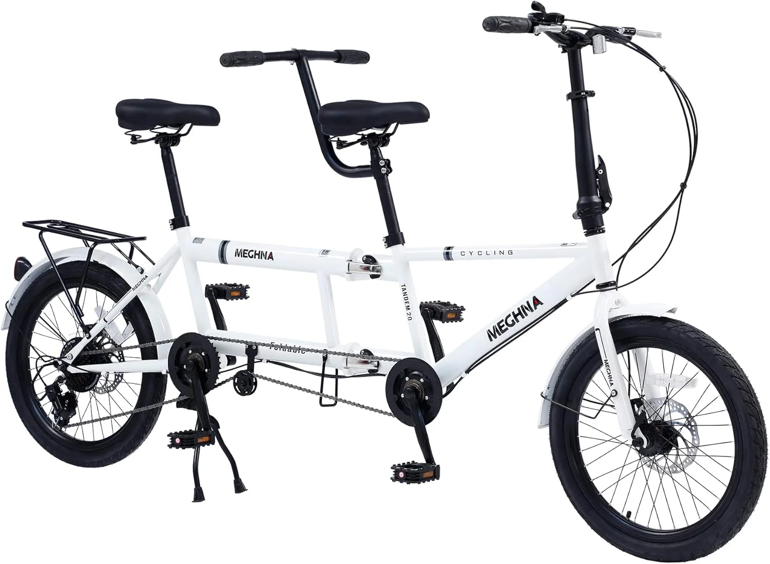 دوچرخه تاندم - دوچرخه تاندم تاشو برای بزرگسالان، کروزر ساحلی 7 سرعته قابل تنظیم، طراحی جمع و جور برای نگهداری آسان