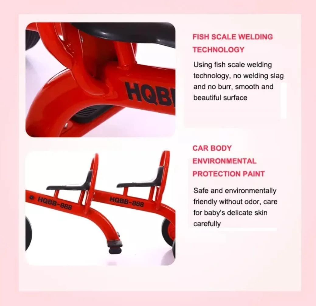 دوچرخه تاندم، سه چرخه مینی کودکان، دوچرخه صندلی دوبل کودک، کالسکه نوزاد می تواند افراد را حمل کند برای پسران دختران سه چرخه بچه گانه، دوچرخه اسباب بازی پدالی مهد کودک، قرمز