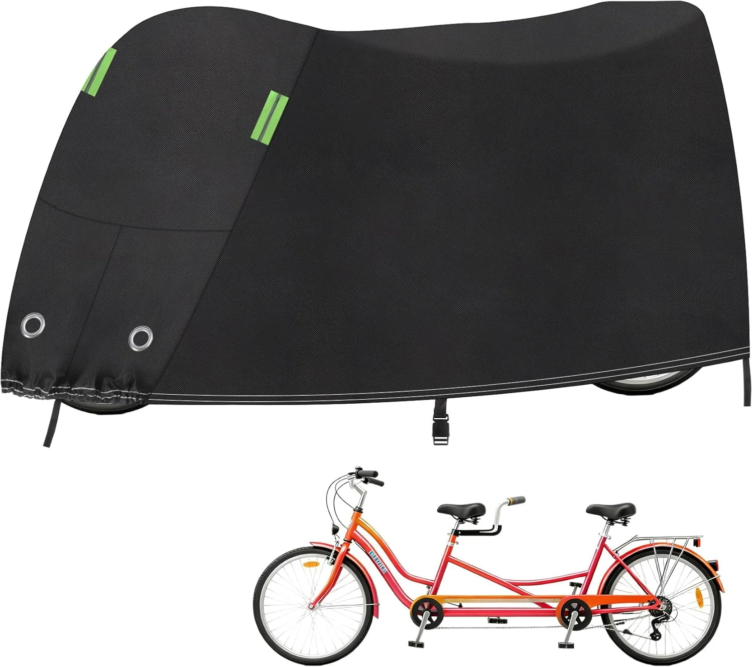 روکش دوچرخه دو نفره Klmnop، روکش ضد آب و بلند برای نگهداری دوچرخه در فضای باز، پارچه آکسفورد سنگین وزن محافظ در برابر آفتاب، باران و برف برای دوچرخه های شهری، برقی و کوهستانی (مشکی)