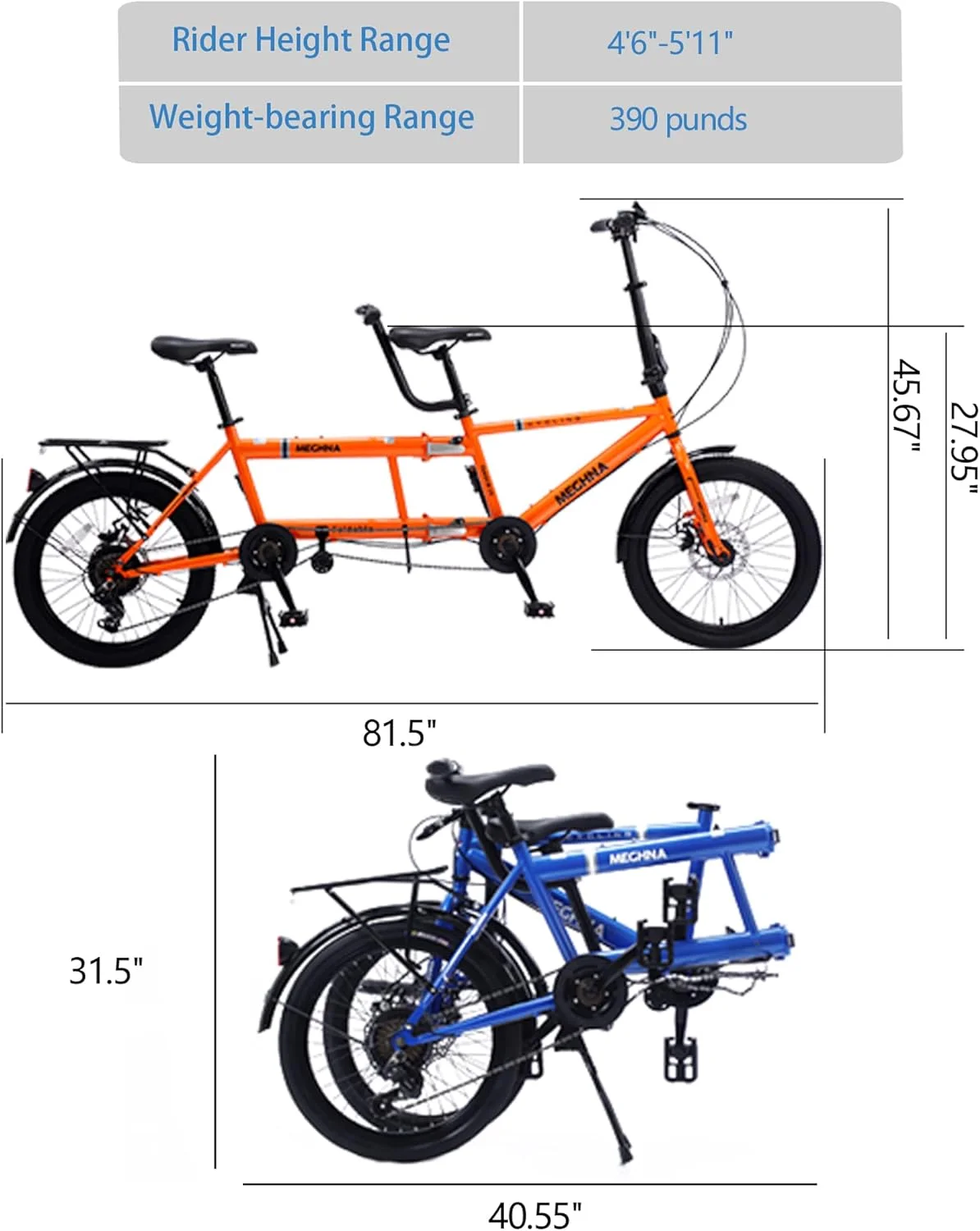 دوچرخه تاندم - دوچرخه تاندم تاشو برای بزرگسالان، کروزر ساحلی 7 سرعته قابل تنظیم، طراحی جمع و جور برای نگهداری آسان