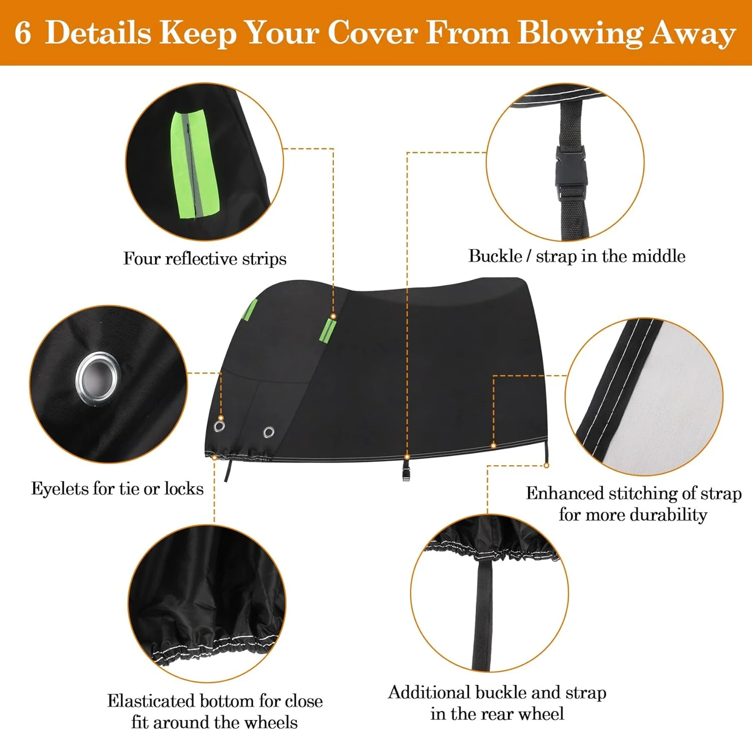 روکش دوچرخه دو نفره Klmnop، روکش ضد آب و بلند برای نگهداری دوچرخه در فضای باز، پارچه آکسفورد سنگین وزن محافظ در برابر آفتاب، باران و برف برای دوچرخه های شهری، برقی و کوهستانی (مشکی)