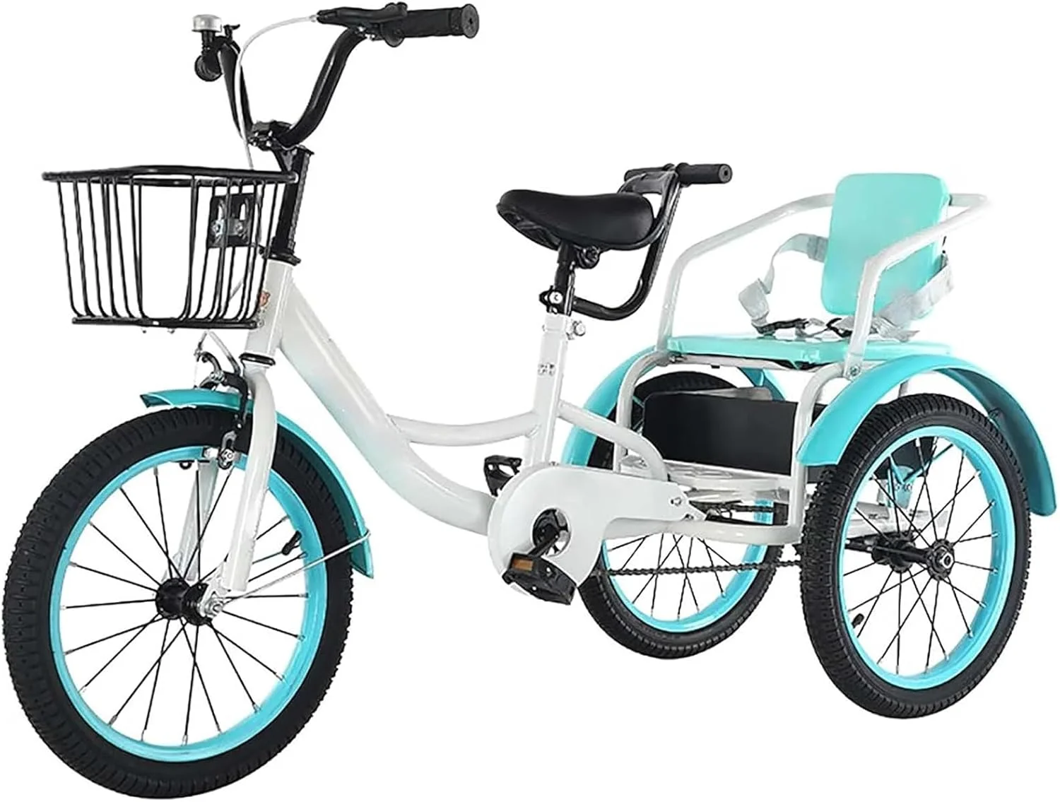 سه چرخه پدالی کودک با چرخ بادی، دوچرخه تاندم، محفظه نگهداری مخفی صندلی، سه چرخه کروزری، قابل تنظیم ارتفاع و مناسب حمل کودکان