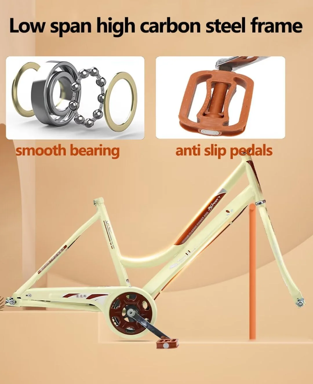 دوچرخه شهری کلاسیک، دوچرخه رفت و آمد 24 اینچی برای مردان و زنان، دوچرخه حرکتی بزرگسالان، فریم با پله کوتاه، ترمز دوگانه، دوچرخه پشت سر هم، صندلی اسفنجی عقب با پشتی