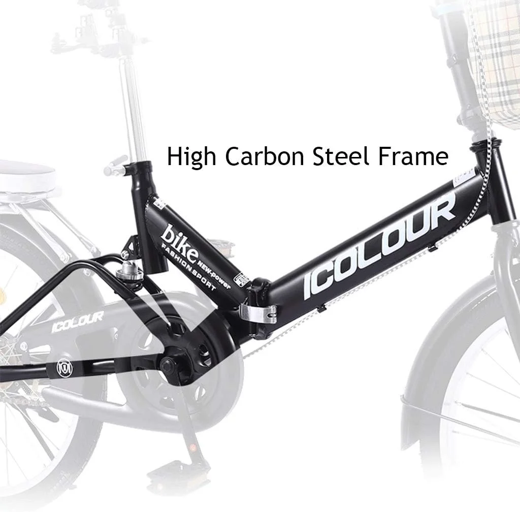 دوچرخه تاشو دنده ای مناسب آقایان و بانوان، دانشجویان، رفت و آمد شهری، دوچرخه ورزشی فضای باز با سبد (رنگ: صورتی)