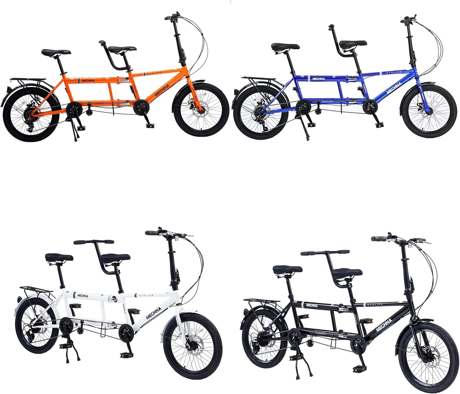 دوچرخه تاندم - دوچرخه تاندم تاشو شهری، دوچرخه ساحلی تاندم تاشو بزرگسال قابل تنظیم 7 سرعته، CE/FCC/CCC (رنگ: مشکی)