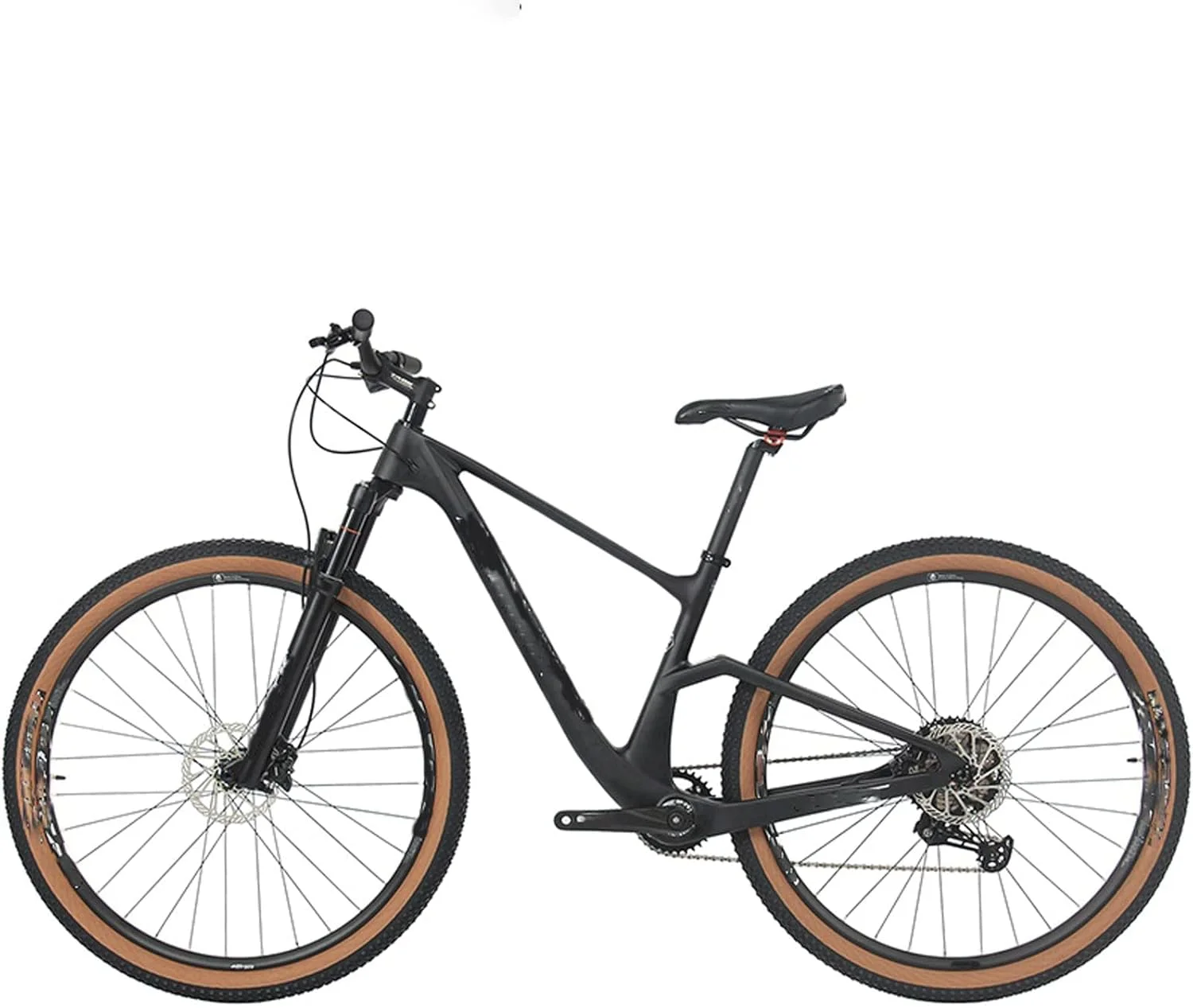 دوچرخه کوهستان کربنی، دوچرخه کامل با سیستم تعلیق دوشاخ، ترمز دیسکی و محور BOOST