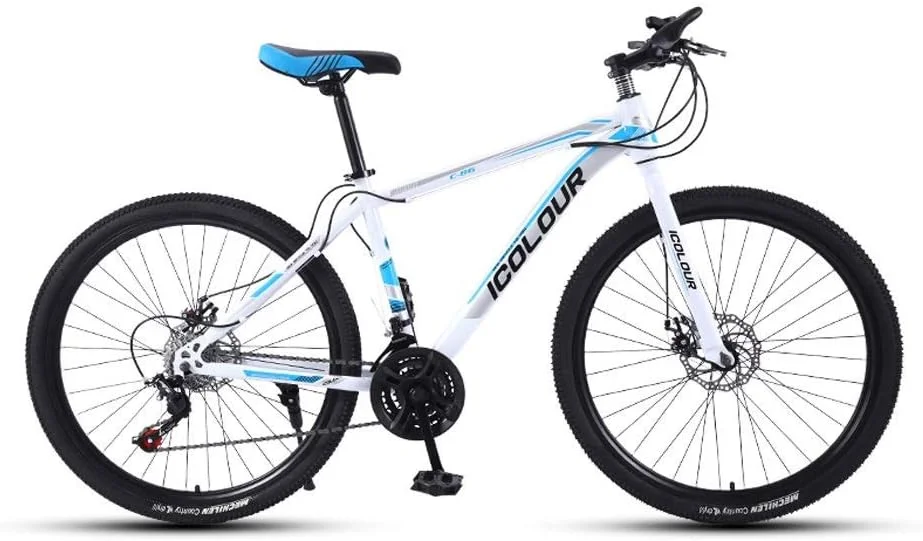 دوچرخه کوهستانی، دوچرخه با 24 دنده سرعت برای بزرگسالان، 26 اینچ، فولاد کربنی، MTB، مناسب برای دوچرخه سواری در فضای باز برای مردان و زنان (رنگ: سفید)