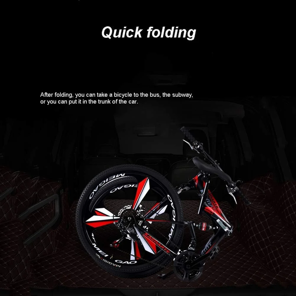 دوچرخه کوهستانی تاشو، 21/24/27 سرعته با فریم فولادی ضخیم شده و سیستم تعلیق دوبل، ایده آل برای تردد در شهر (رنگ: 26 اینچ، سایز: 27 دنده)