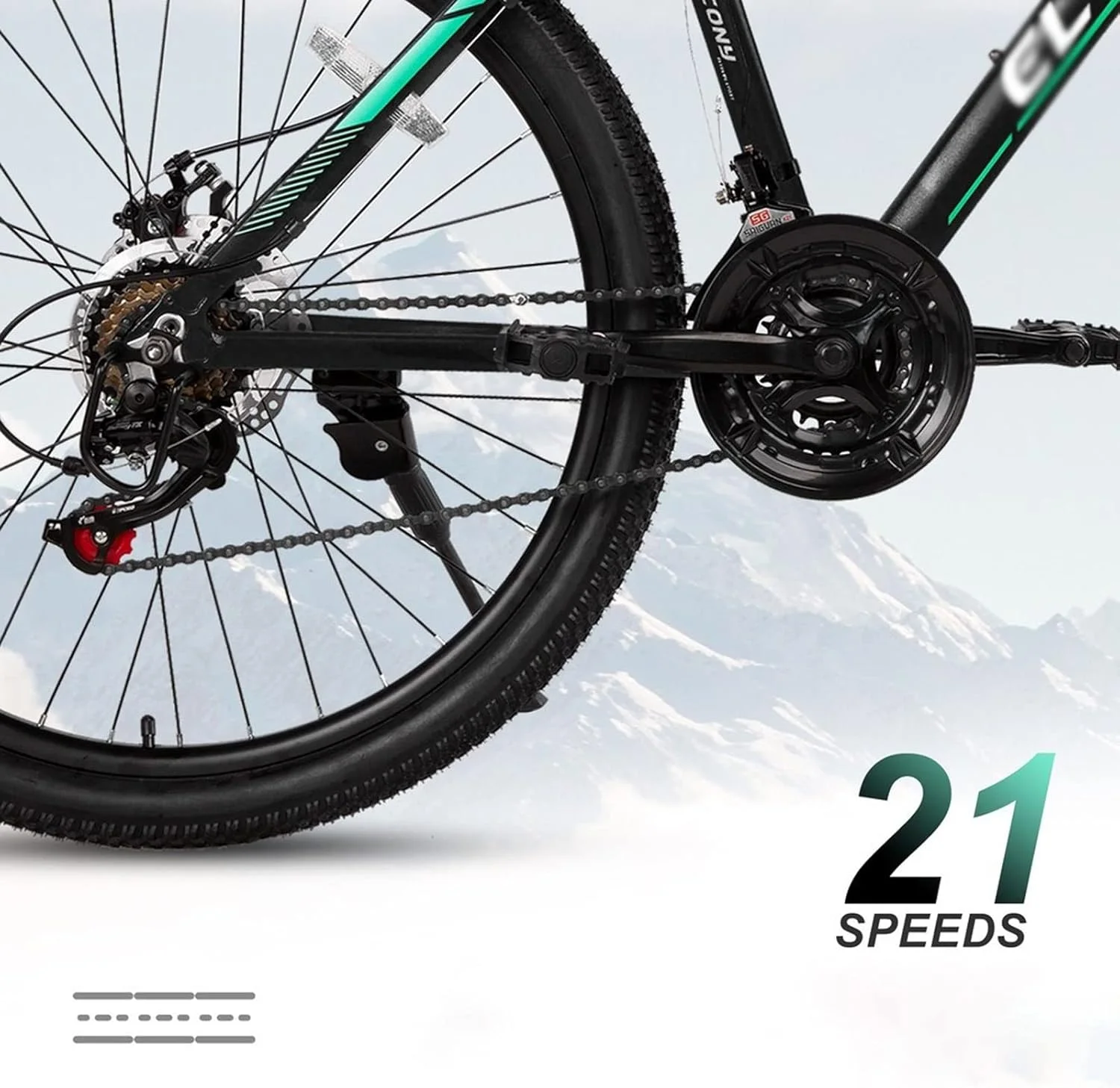 دوچرخه کوهستان با ترمز دیسکی و فریم آلومینیومی مناسب بزرگسالان، محافظ چرخ و دوشاخ