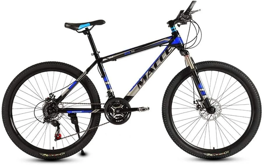 دوچرخه کوهستان، 21 دنده، پره ای، سایز 24/26 اینچ، فولاد کربنی، لاستیک های پهن مردانه، دوچرخه کوهستان با سیستم تعلیق جلو و صندلی قابل تنظیم (سایز : XL)