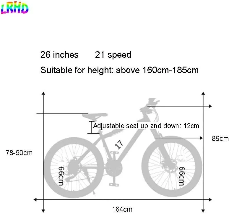 دوچرخه کوهستان، 21 دنده، پره ای، سایز 24/26 اینچ، فولاد کربنی، لاستیک های پهن مردانه، دوچرخه کوهستان با سیستم تعلیق جلو و صندلی قابل تنظیم (سایز : XL)